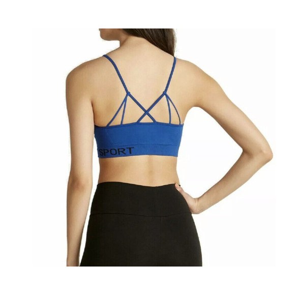 DKNY Women’s Sport Seamless Strappy Low-Impact Sports Bra Blue Size XS - Picture 2 of 5